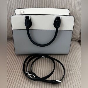 Kate Spade Madison Colorblock Saffiano Leather Medium Satchel w/Strap Grey Gray